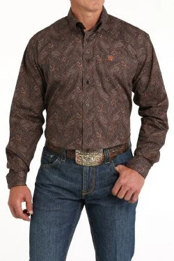 Brown Paisley Button Up