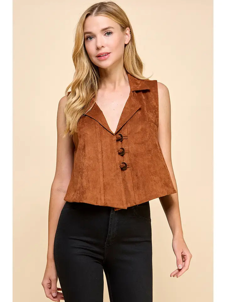 Camel Suede Vest