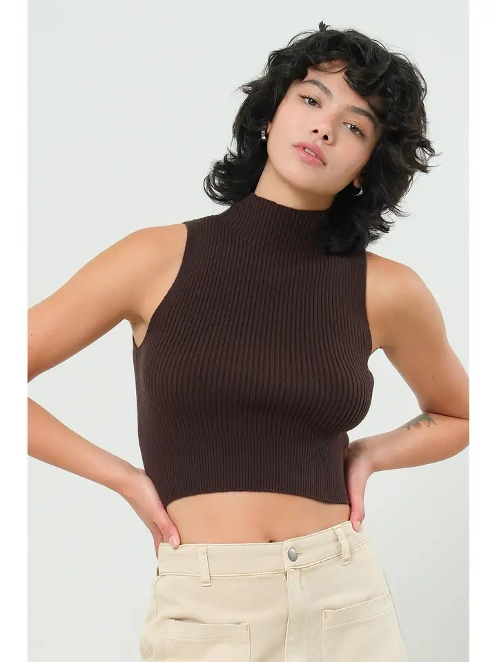 Espresso Sleeveless Turtleneck