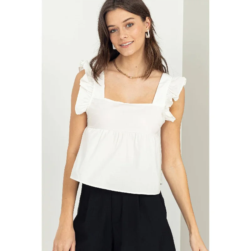 TIE-BACK PEPLUM TOP WHITE