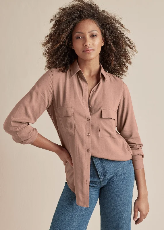 Button-Up Blouse - Taupe