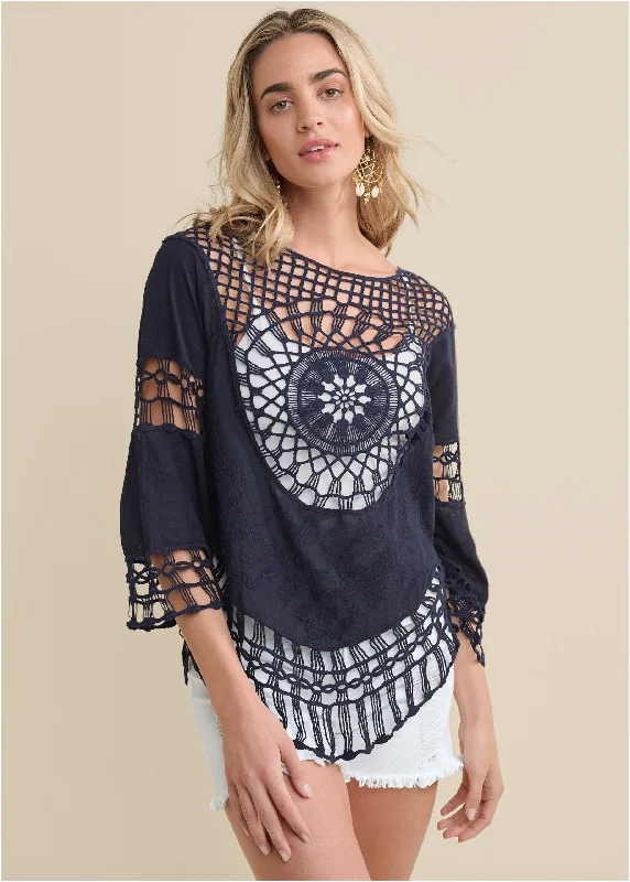 Crochet Top - Navy