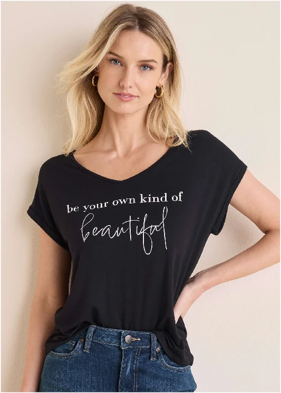 Beautiful Graphic Top - Black